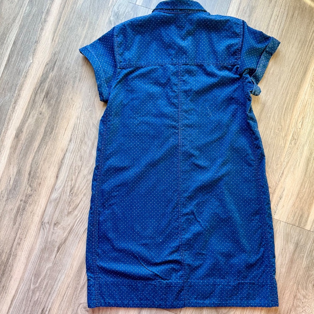 J.Crew Navy Dot Button Front Shirt Dress Cotton Casual Midi‎ - Picture 12 of 12